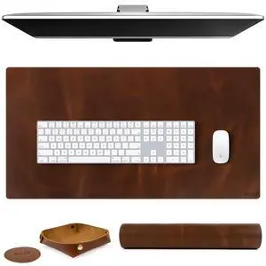 Real Leather Desk Mat Set (32x16) Large Desk Cover Desk Blotter Protector Computer Gaming Mouse Pad Table Laptop Office Desktop Accessories Real Leather Desk Mat Set (32x16) Large Desk Cover Desk Blotter Protector Computer Gaming Mouse Pad Table Laptop Office Desktop Accessories