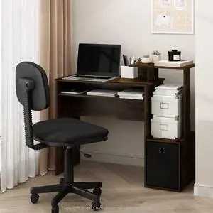 40" Gaming Desk with Keyboard Tray, Computer Desk, Office Desk with Side Shelves and Storage Bin, 40-Inch, for Home Office, Study Room, Dorm, Amber Oak 40" Gaming Desk with Keyboard Tray, Computer Desk, Office Desk with Side Shelves and Storage Bin, 40-Inch, for Home Office, Study Room, Dorm, Amber Oak