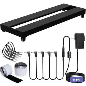 Mini Guitar Pedal Board, Aluminum Alloy 0.9lb Small Effect Bass Pedalboard, 16 * 5.3in, with Pedal Power Supply Adapter 9V DC 1A 2m, 5 Way Daisy Chain Cables, Cable Tie, Black Mini Guitar Pedal Board, Aluminum Alloy 0.9lb Small Effect Bass Pedalboard, 16 * 5.3in, with Pedal Power Supply Adapter 9V DC 1A 2m, 5 Way Daisy Chain Cables, Cable Tie, Black