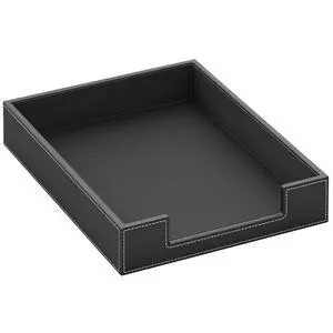 Leather Letter Tray, THIPOTEN Elegant Desk Organizer for Office Supplies, Mail, Paper, File, Magazine, Perfect Office Organization for Desktop(Black) Leather Letter Tray, THIPOTEN Elegant Desk Organizer for Office Supplies, Mail, Paper, File, Magazine, Perfect Office Organization for Desktop(Black)