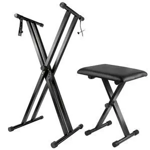 Keyboard Stand Piano Bench Set, 2026 Upgrade Heavy Duty Double X Keyboard Stand Piano Stand, Adjustable&Portable Digital Piano Stand with Locking Straps Keyboard Stand Piano Bench Set, 2026 Upgrade Heavy Duty Double X Keyboard Stand Piano Stand, Adjustable&Portable Digital Piano Stand with Locking Straps