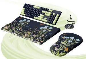 Ergonomic Mouse Pad and Keyboard Stand Wrist Rest Set, Memory Foam Comfort, Pain Relief for Typing, Office Desk Accessories, Moonlit Blossoms Ergonomic Mouse Pad and Keyboard Stand Wrist Rest Set, Memory Foam Comfort, Pain Relief for Typing, Office Desk Accessories, Moonlit Blossoms