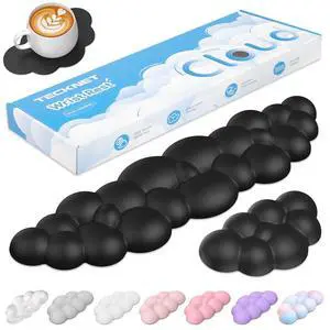 Cloud Keyboard Wrist Rest Set, Cloud Wrist Rest with Non-Slip Base, PU Leather Wrist Pad for Keyboard with Ergonomic Memory Foam for Computer Laptop Office Gaming and Pain Relief, Black Cloud Keyboard Wrist Rest Set, Cloud Wrist Rest with Non-Slip Base, PU Leather Wrist Pad for Keyboard with Ergonomic Memory Foam for Computer Laptop Office Gaming and Pain Relief, Black