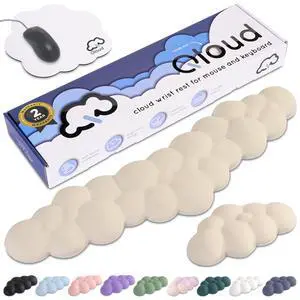Create-ables Qloud Cloud Wrist Rest for Computer Keyboard and Mouse, Ergonomic Memory Foam Wrist Pad with Non-Slip Base, Includes Cloud Mouse Pad Beige Create-ables Qloud Cloud Wrist Rest for Computer Keyboard and Mouse, Ergonomic Memory Foam Wrist Pad with Non-Slip Base, Includes Cloud Mouse Pad Beige
