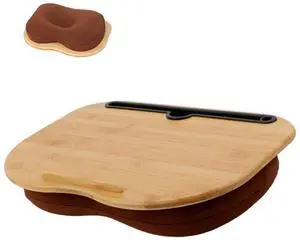 Lap Desk for 14" Laptops-Bamboo Laptop Desk with Cushion & Phone Holder, Portable Laptop Stand with Tray, 15x11 Inches Lap Desk for 14" Laptops-Bamboo Laptop Desk with Cushion & Phone Holder, Portable Laptop Stand with Tray, 15x11 Inches