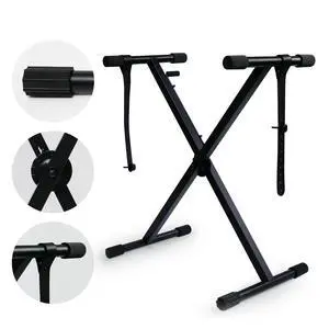 Single-X Keyboard Stand, Pre-Assembled X-Style Keyboard Stand with Locking Straps & Quick Release Mechanism, Adjustable Piano Stand Single-X Keyboard Stand, Pre-Assembled X-Style Keyboard Stand with Locking Straps & Quick Release Mechanism, Adjustable Piano Stand
