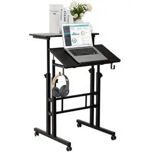 Mobile Standing Desk, Portable Stand Up, Small Adjustable Converter with Wheels Home Office Workstation, Rolling Desk Laptop Cart for Standing or Sitting, Black Mobile Standing Desk, Portable Stand Up, Small Adjustable Converter with Wheels Home Office Workstation, Rolling Desk Laptop Cart for Standing or Sitting, Black