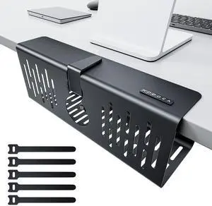 No Drill Under Desk Cable Management Tray, 14'' Wire Management, Punch-Free Clamp on, Metal Cable Tray, Wire Organizer Under Desk, Under Desk Basket for Office and Home, Black No Drill Under Desk Cable Management Tray, 14'' Wire Management, Punch-Free Clamp on, Metal Cable Tray, Wire Organizer Under Desk, Under Desk Basket for Office and Home, Black
