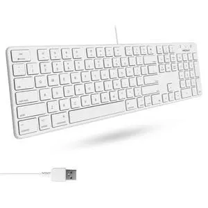 Slim USB Wired Keyboard for Mac and Windows PC - Full Size 104 Key Layout & 16 Shortcut Keys - Scissor Keycaps for Smooth Typing - Mac Wired Keyboard with Numeric Keypad Slim USB Wired Keyboard for Mac and Windows PC - Full Size 104 Key Layout & 16 Shortcut Keys - Scissor Keycaps for Smooth Typing - Mac Wired Keyboard with Numeric Keypad