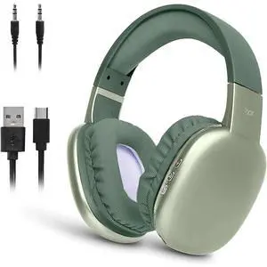 Ultra Wireless Over-Ear Bluetooth Headphones with Mic, 10H Playtime, Bluetooth Headset with Backup Wire & SD Slot, Wireless Headphones for Work, School & Gym (Green) Ultra Wireless Over-Ear Bluetooth Headphones with Mic, 10H Playtime, Bluetooth Headset with Backup Wire & SD Slot, Wireless Headphones for Work, School & Gym (Green)