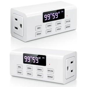 2-Pack Countdown Timer Outlet, Digital Dual Plug with Large LCD | Up to 99 Hours, Repeat Function & Auto Shut Off, Electric Timers for Charger, Lights, Vacation Security & Home Appliances 2-Pack Countdown Timer Outlet, Digital Dual Plug with Large LCD | Up to 99 Hours, Repeat Function & Auto Shut Off, Electric Timers for Charger, Lights, Vacation Security & Home Appliances