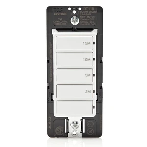 Countdown Timer Switch for bathroom fan and household lights, 2-5-10-15 min, No Neutral Required, Single Pole, 15A, 1/2 HP/9.8A Fan/Motor, DT115-1LW, White Countdown Timer Switch for bathroom fan and household lights, 2-5-10-15 min, No Neutral Required, Single Pole, 15A, 1/2 HP/9.8A Fan/Motor, DT115-1LW, White
