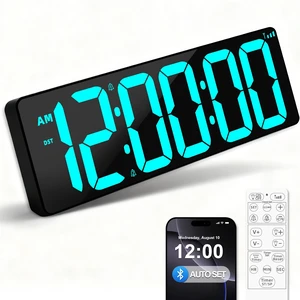 17.2" Bluetooth Digital Wall Clock with Seconds, Large Countdown Timer for Classroom Home Gym Kitchen Office, Alarm Clock with Remote Control, 4 Dimmable Brightness, Auto DST (Ice Blue) 17.2" Bluetooth Digital Wall Clock with Seconds, Large Countdown Timer for Classroom Home Gym Kitchen Office, Alarm Clock with Remote Control, 4 Dimmable Brightness, Auto DST (Ice Blue)