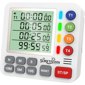 Digital Kitchen Timer with 4 Channel, Loud Alarm and Silent Mode | Magnetic Cooking Timer with Count Up & Countdown for Kids and Seniors, Large Display to Read, Auto Memory, Battery Included Digital Kitchen Timer with 4 Channel, Loud Alarm and Silent Mode | Magnetic Cooking Timer with Count Up & Countdown for Kids and Seniors, Large Display to Read, Auto Memory, Battery Included