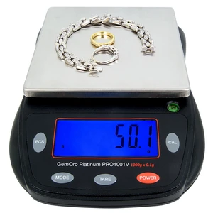 Platinum PRO1001V Professional Jewelry Scale, 1000g x 0.1g | 1000g capacity with 0.1g readability; countertop or portable design for jewelry and precious-metal weighing. Platinum PRO1001V Professional Jewelry Scale, 1000g x 0.1g | 1000g capacity with 0.1g readability; countertop or portable design for jewelry and precious-metal weighing.
