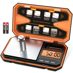 Digital Pocket Scale, High-Precision 500g x 0.01g Gram Scale | Jewelry Scale with 50g Calibration Weight, Mini 6 Units, Tare Function for Food, Coin, Coffee, Battery Included, Orange Digital Pocket Scale, High-Precision 500g x 0.01g Gram Scale | Jewelry Scale with 50g Calibration Weight, Mini 6 Units, Tare Function for Food, Coin, Coffee, Battery Included, Orange