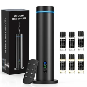 Waterless Essential Oil Diffuser, Metal Scent Diffuser, Black | Includes 6 essential oils, AC powered, 1000 sq.ft coverage for home, office & hotel, aluminum alloy body, remote control Waterless Essential Oil Diffuser, Metal Scent Diffuser, Black | Includes 6 essential oils, AC powered, 1000 sq.ft coverage for home, office & hotel, aluminum alloy body, remote control