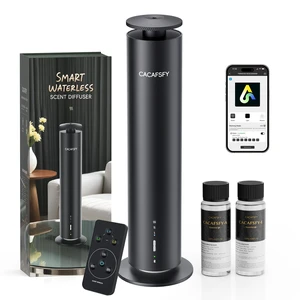 Waterless Essential Oil Diffuser for Large Room up to 1000 Sq Ft - Smart Hotel Scent Diffuser for Home with App, Remote & Timer, Whisper-Quiet Aluminum, Includes 2 x 120ml Oils (Black) Waterless Essential Oil Diffuser for Large Room up to 1000 Sq Ft - Smart Hotel Scent Diffuser for Home with App, Remote & Timer, Whisper-Quiet Aluminum, Includes 2 x 120ml Oils (Black)