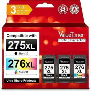 PG-275 XL/CL-276 XL (3-Pack) Compatible with Canon 275 and 276 Ink Cartridges 275XL 276XL for Printer Pixma TR4720 TS3720 TS3522 TR4722 TS3722 TS3520 TS3700 TR4723 TS3500 TR4700 (2 Black, 1 Color) PG-275 XL/CL-276 XL (3-Pack) Compatible with Canon 275 and 276 Ink Cartridges 275XL 276XL for Printer Pixma TR4720 TS3720 TS3522 TR4722 TS3722 TS3520 TS3700 TR4723 TS3500 TR4700 (2 Black, 1 Color)