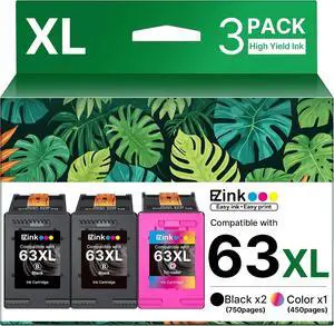 E-Z Ink Remanufactured Replacememt for 63XL Ink Cartridges Black and Color E-Z Ink Remanufactured Replacememt for 63XL Ink Cartridges Black and Color