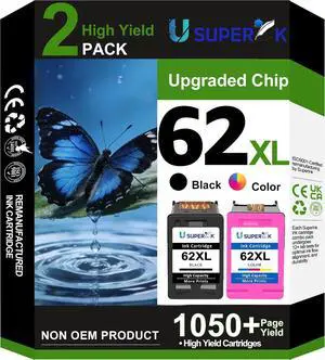 62XL Ink Cartridges Black and Color Replacement for HP Ink 62 XL 62XL Ink Cartridges Black and Color Replacement for HP Ink 62 XL