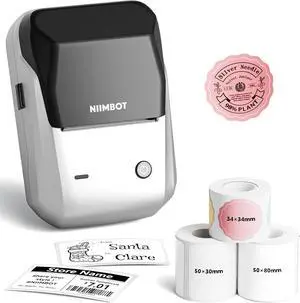 NIIMBOT B1 Label Maker Machine with 3 Tapes, Silver Gray NIIMBOT B1 Label Maker Machine with 3 Tapes, Silver Gray