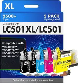 LC501XL LC501 MFC-J1360DW Ink Cartridges for Brother Printer MFC-J1260W LC501XL LC501 MFC-J1360DW Ink Cartridges for Brother Printer MFC-J1260W