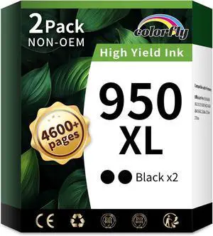 colorfly 950xl Ink Cartridges Combo Pack Compatible for hp 950 Ink Cartridges Combo Pack Replacement with OfficeJet Pro 8600 8610 8620 8100 8630 8660 8640 8615(2 Black) colorfly 950xl Ink Cartridges Combo Pack Compatible for hp 950 Ink Cartridges Combo Pack Replacement with OfficeJet Pro 8600 8610 8620 8100 8630 8660 8640 8615(2 Black)