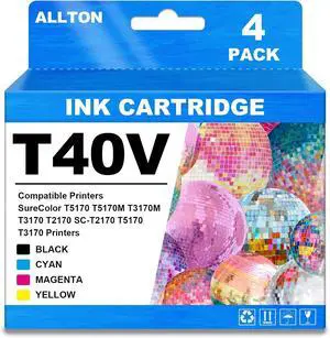 Remanufactured T40V Ink Cartridge with chip T40V120 T40V220 T40V320 T40V420 high Capacity Ink Replacement for SureColor T5170 T5170M T3170M T3170 T2170 SC-T5170 SC-T3170 Printer(4-Pack) Remanufactured T40V Ink Cartridge with chip T40V120 T40V220 T40V320 T40V420 high Capacity Ink Replacement for SureColor T5170 T5170M T3170M T3170 T2170 SC-T5170 SC-T3170 Printer(4-Pack)