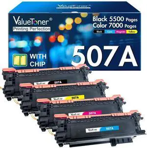 Valuetoner 507A Toner Cartridges for HP 507A for HP 507X 4-Pack (B/C/M/Y) Valuetoner 507A Toner Cartridges for HP 507A for HP 507X 4-Pack (B/C/M/Y)