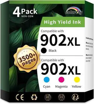 colorfly 902XL Ink Cartridges Combo Pack Replacement for HP902XL (4-Pack) colorfly 902XL Ink Cartridges Combo Pack Replacement for HP902XL (4-Pack)