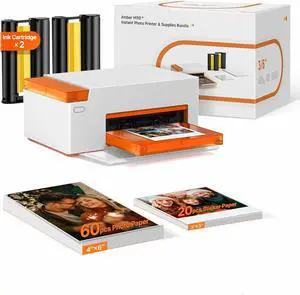 Liene Amber M110 Bluetooth Photo Printer 80 Sheets, Portable Photo Printer for iPhone, Thermal Dye Sublimation, Picture Printer 60 Sheets 4x6 Paper & 20 Sheets 3" Square Sticker Paper & 2 Cartridges Liene Amber M110 Bluetooth Photo Printer 80 Sheets, Portable Photo Printer for iPhone, Thermal Dye Sublimation, Picture Printer 60 Sheets 4x6 Paper & 20 Sheets 3" Square Sticker Paper & 2 Cartridges