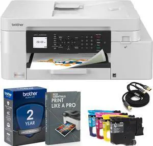 Brother MFC-J4355DW Wireless Color Inkjet All-in-One Printer, Print Scan Copy Fax, Duplex Printing, INKvestment Tank System, Mobile Printing, USB Printer Cable and Print Like a Pro Guide Brother MFC-J4355DW Wireless Color Inkjet All-in-One Printer, Print Scan Copy Fax, Duplex Printing, INKvestment Tank System, Mobile Printing, USB Printer Cable and Print Like a Pro Guide