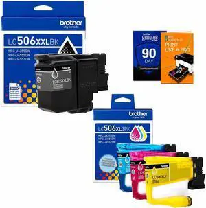 Brother Genuine LC506XXLBK Super High Yield Black & LC506XL3PK (C/M/Y) Ink Cartridge Bundle with Deco Essentials Printer eBook for MFC-J4555DW, MFC-J4355DW, MFC-J6960DW, MFC-J6975DW, MFC-J6560DW Brother Genuine LC506XXLBK Super High Yield Black & LC506XL3PK (C/M/Y) Ink Cartridge Bundle with Deco Essentials Printer eBook for MFC-J4555DW, MFC-J4355DW, MFC-J6960DW, MFC-J6975DW, MFC-J6560DW