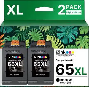 65XL Black Ink Cartridges Replacement for HP 65 65XL Ink Cartridge Black Work for Envy 5055 5052 5058 Deskjet 3755 3700 2600 3722 3772 3752 2652 2655 2622 2640 Printer, 2 Black Ink 65xl High Yield 65XL Black Ink Cartridges Replacement for HP 65 65XL Ink Cartridge Black Work for Envy 5055 5052 5058 Deskjet 3755 3700 2600 3722 3772 3752 2652 2655 2622 2640 Printer, 2 Black Ink 65xl High Yield