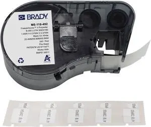 Brady Authentic (M5-118-492) FreezerBondz Ultra-Thin Cryogenic Polyester LBL .375 x 1 x .375Dia Black on White, 240 Labels. for use with the BMP51 and M511 Label Printers Brady Authentic (M5-118-492) FreezerBondz Ultra-Thin Cryogenic Polyester LBL .375 x 1 x .375Dia Black on White, 240 Labels. for use with the BMP51 and M511 Label Printers