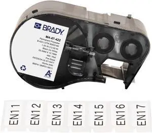 Brady Authentic (M4-47-422) Aggressive Adhesive Multi-Purpose Polyester Labels 0.5" H x 1" W Black on White, 480 Labels. for use with the BMP41, BMP51, and M511 Label Printers Brady Authentic (M4-47-422) Aggressive Adhesive Multi-Purpose Polyester Labels 0.5" H x 1" W Black on White, 480 Labels. for use with the BMP41, BMP51, and M511 Label Printers
