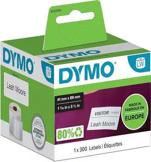 Dymo Name Badges 41 x 89 mm White Pack of 300 11356 Dymo Name Badges 41 x 89 mm White Pack of 300 11356