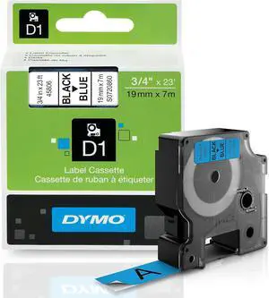 DYMO Standard D1 Labeling Tape for LabelManager Label Makers, Black Print on Blue Tape, 3/4'' W x 23' L, 1 Cartridge (45806) DYMO Standard D1 Labeling Tape for LabelManager Label Makers, Black Print on Blue Tape, 3/4'' W x 23' L, 1 Cartridge (45806)