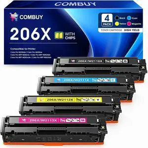 206X Toner Cartridges 4 Pack M283fdw M283cdw Compatible for HP 206X 206A Color LaserJet Pro MFP M283fdw M283cdw M255dw M282nw M283fdn M255nw M283 M282 M255 Toner with Chip Black Cyan Yellow Magenta 206X Toner Cartridges 4 Pack M283fdw M283cdw Compatible for HP 206X 206A Color LaserJet Pro MFP M283fdw M283cdw M255dw M282nw M283fdn M255nw M283 M282 M255 Toner with Chip Black Cyan Yellow Magenta
