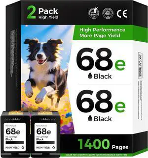 68e 68 Ink Cartridges with chip Black 2-Pack High Yield Replacement for HP Ink 68e 68XL Compatible Work with HP Envy 6155e 6555e 6152e 6552e 6558e 6110e 6500e 6100e 6165e Printer All-in-One Inkjet Ink 68e 68 Ink Cartridges with chip Black 2-Pack High Yield Replacement for HP Ink 68e 68XL Compatible Work with HP Envy 6155e 6555e 6152e 6552e 6558e 6110e 6500e 6100e 6165e Printer All-in-One Inkjet Ink