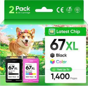 67XL 2827e Ink Cartridges Black/Tri-Color 2-Pack Replacement for HP 67 67XL Ink Works for HP DeskJet 2700 2700e 2755e 2855e 2800e 4100e 4155e 4200e 4155e 4227e 4255e Envy 6000 6055e 6400 6455e Printer 67XL 2827e Ink Cartridges Black/Tri-Color 2-Pack Replacement for HP 67 67XL Ink Works for HP DeskJet 2700 2700e 2755e 2855e 2800e 4100e 4155e 4200e 4155e 4227e 4255e Envy 6000 6055e 6400 6455e Printer