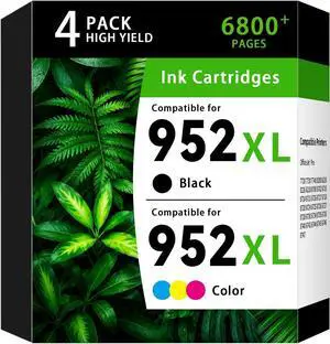 952XL Ink Cartridges Combo Pack Compatible with HP 952XL-4PK(1BK/1C/1M/1Y) 952XL Ink Cartridges Combo Pack Compatible with HP 952XL-4PK(1BK/1C/1M/1Y)
