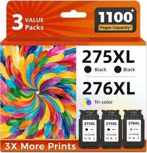 275XL 276XL 3-Pack Ink Cartridges Replacement for Canon 275 276 PG-275 CL-276 XL Cartridge (2 Black 1 Color) for TS3700 TS3722 TS3522 TR4700 TR4720 TR4722 TS3500 TS3720 TR4723 TR4725 Printers 275XL 276XL 3-Pack Ink Cartridges Replacement for Canon 275 276 PG-275 CL-276 XL Cartridge (2 Black 1 Color) for TS3700 TS3722 TS3522 TR4700 TR4720 TR4722 TS3500 TS3720 TR4723 TR4725 Printers