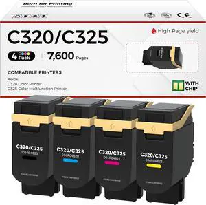 C320 C325 Toner Cartridge with Chip Set Replacement for 006R04823 006R04820 006R04821 006R04822 Toner Cartridges Compatible with C320 C325 Color Printer (4-Pack, Black Cyan Magenta Yellow) C320 C325 Toner Cartridge with Chip Set Replacement for 006R04823 006R04820 006R04821 006R04822 Toner Cartridges Compatible with C320 C325 Color Printer (4-Pack, Black Cyan Magenta Yellow)