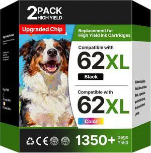 62XL Ink Cartridges Black and Color Replacement for HP Ink 62 HP 62XL Ink Cartridge Combo Pack for HP62 Fit for HP Envy 7640 7645 5660 5540 5640 7644 OfficeJet 5740 5741 5745 8040 200 250 258 Printer 62XL Ink Cartridges Black and Color Replacement for HP Ink 62 HP 62XL Ink Cartridge Combo Pack for HP62 Fit for HP Envy 7640 7645 5660 5540 5640 7644 OfficeJet 5740 5741 5745 8040 200 250 258 Printer