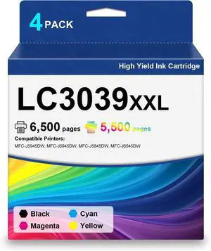 Ultra High Yield LC3039 LC3039XXL Ink Cartridges LC3039BK LC3039C LC3039M LC3039Y Ink 4-Pack Replacement for Brother MFC-J5945DW MFC-J6945DW MFC-J5845DW MFC-J6545DW Printers Ultra High Yield LC3039 LC3039XXL Ink Cartridges LC3039BK LC3039C LC3039M LC3039Y Ink 4-Pack Replacement for Brother MFC-J5945DW MFC-J6945DW MFC-J5845DW MFC-J6545DW Printers