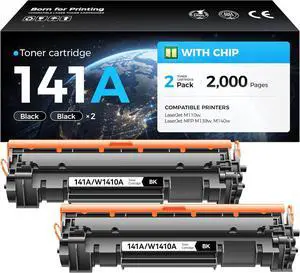 141A Toner Cartridge Black 2-Pack with Chip High Yield Compatible Replacement for HP 141A 141X W1410A W1410X Toner Work with LaserJet MFP M140w M110w M140 M110 Laser Printer M139 M139we M140we M110we 141A Toner Cartridge Black 2-Pack with Chip High Yield Compatible Replacement for HP 141A 141X W1410A W1410X Toner Work with LaserJet MFP M140w M110w M140 M110 Laser Printer M139 M139we M140we M110we