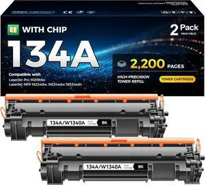 134A Black Toner Cartridge 2-Pack with chip Compatible Replacement for HP 134A 134X W1340A W1340X Toner Works with HP LaserJet MFP M234dw M234sdw M209dw Laser Printer M234dwe M234sdwe M234sdne M209dwe 134A Black Toner Cartridge 2-Pack with chip Compatible Replacement for HP 134A 134X W1340A W1340X Toner Works with HP LaserJet MFP M234dw M234sdw M209dw Laser Printer M234dwe M234sdwe M234sdne M209dwe