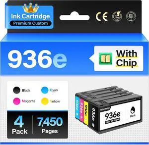 936e 936XL Ink Cartridges Combo 4-Pack with Chip High Yield Replacement for HP 936e 936 Ink Works with HP OfficeJet Pro 9125e 9135e 9110b 9128e 9130b 9122e 9120e Wide Format 9730e Printers Black Color 936e 936XL Ink Cartridges Combo 4-Pack with Chip High Yield Replacement for HP 936e 936 Ink Works with HP OfficeJet Pro 9125e 9135e 9110b 9128e 9130b 9122e 9120e Wide Format 9730e Printers Black Color